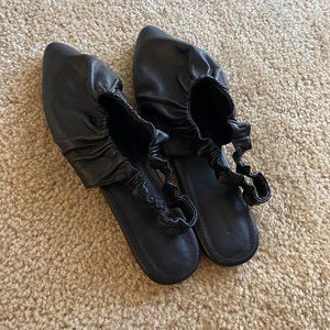 Nanushka Matangi Sling-Back Ruched Vegan Leather Flats, Size 38